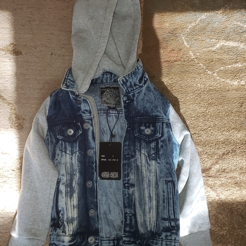 Boys denim jacket with detachable hood
